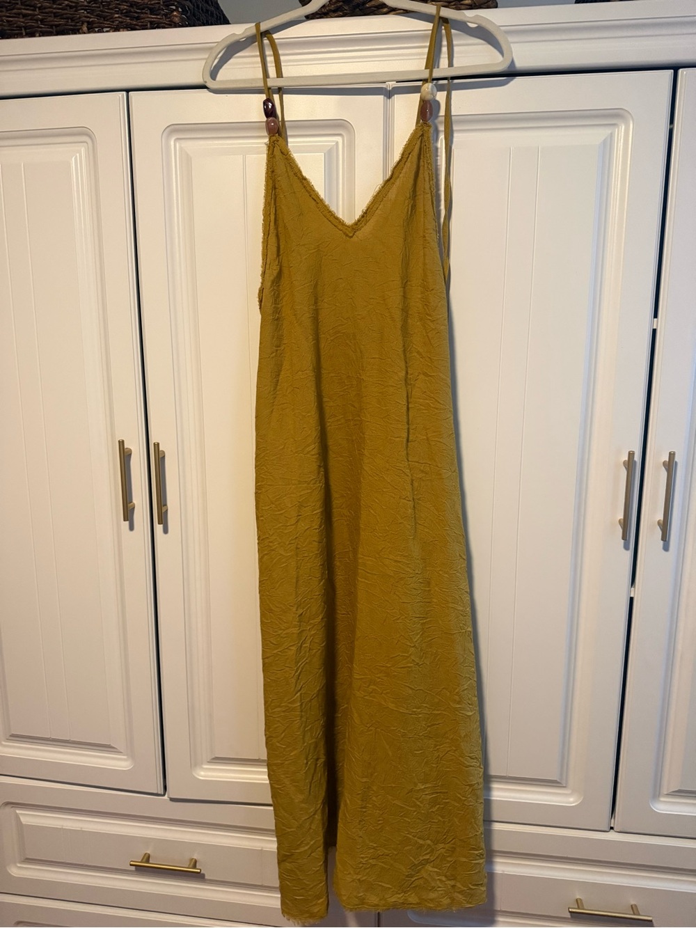 Zara Mustard Yellow Maxi Slip Dress with Spaghetti Straps